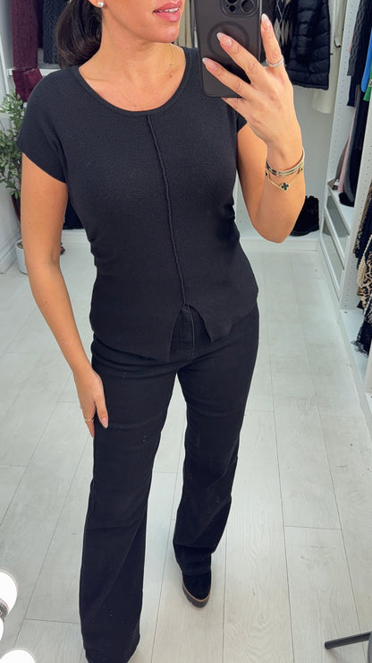 Elza Plain Ruched Side Knitted Top