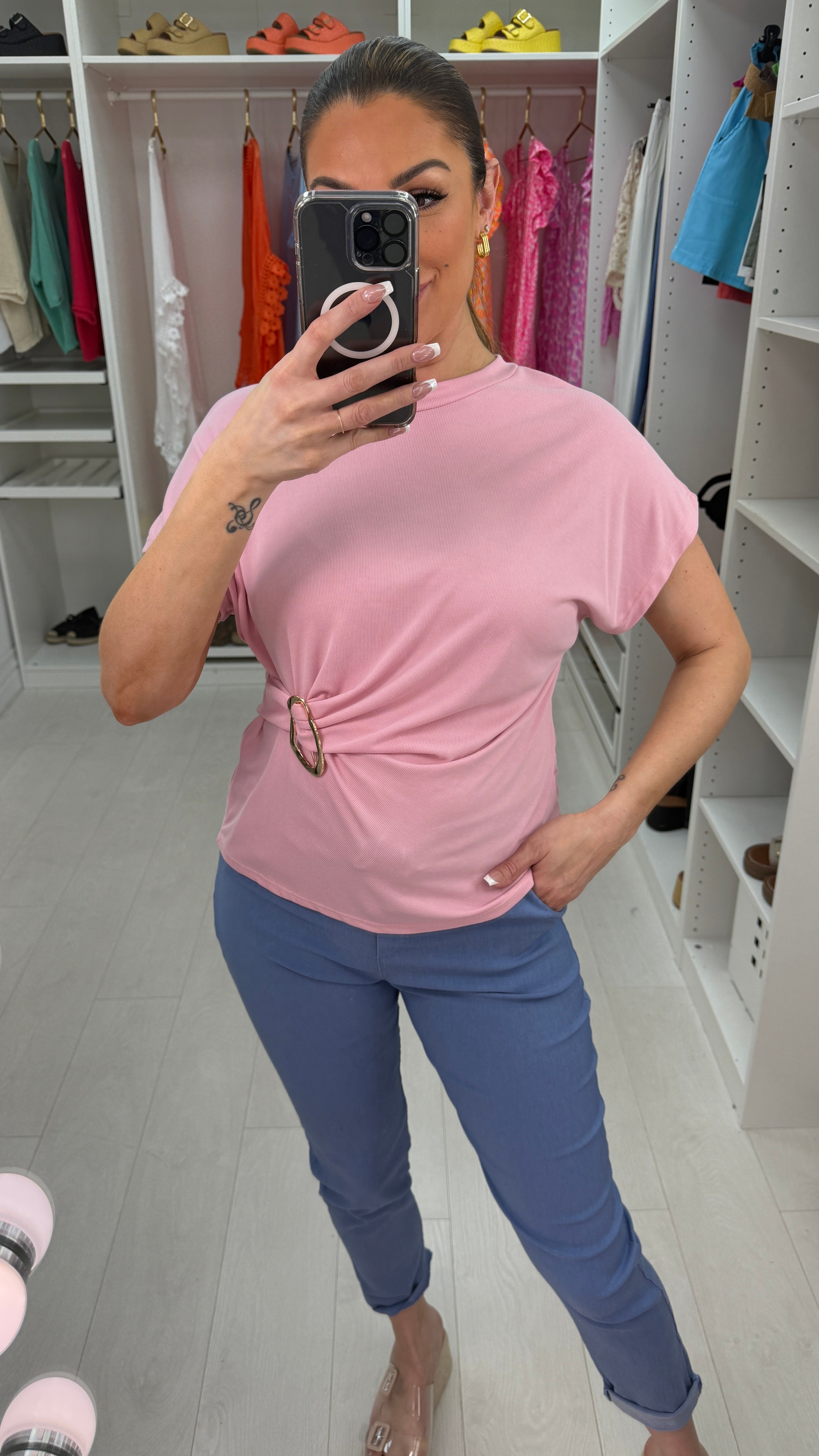 Veda Plain Buckle Detail Top