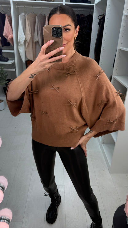 Gosia Faux Leather Bow Detailed Jumper
