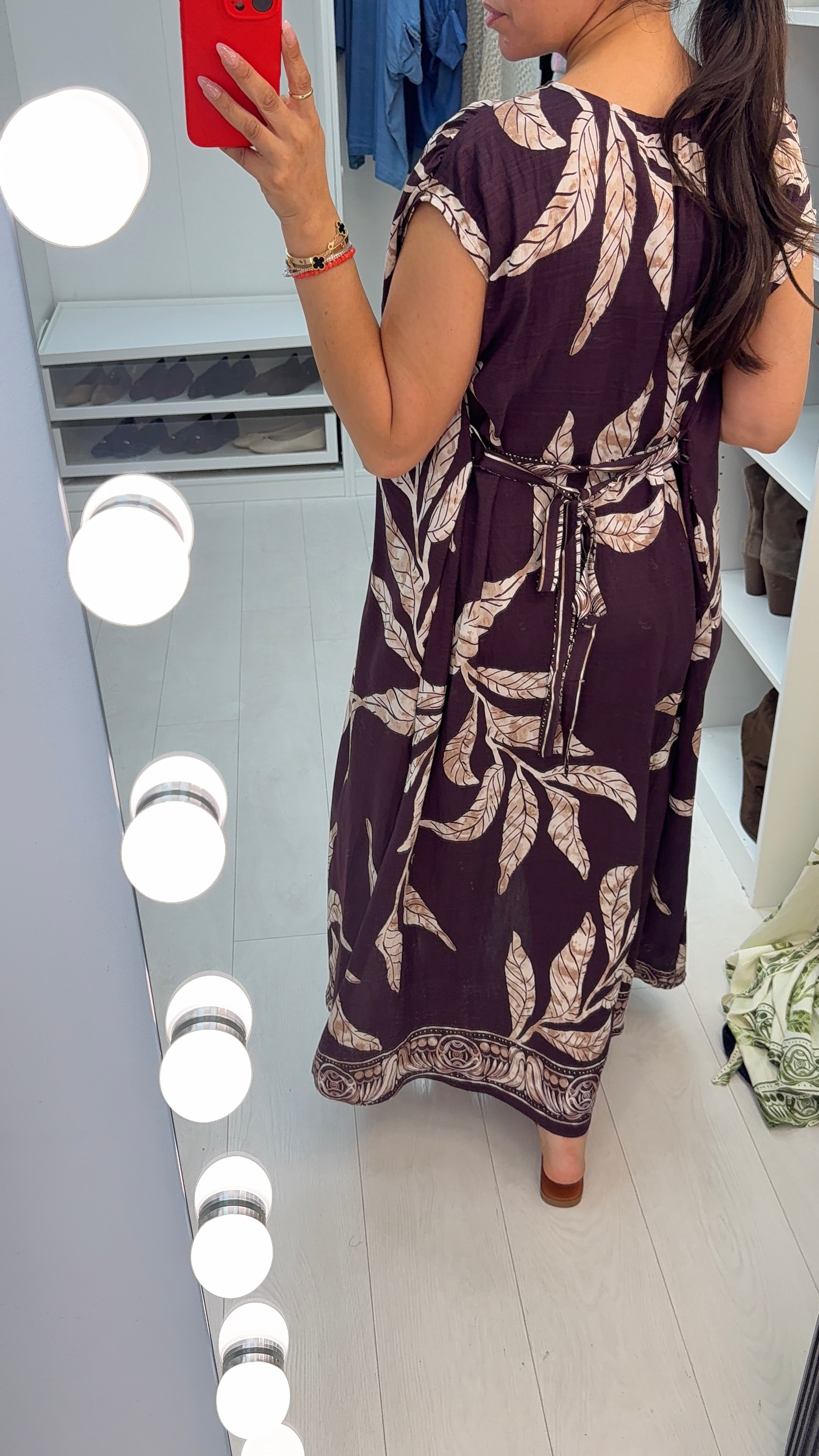 Izella Leaf Print Floaty Maxi Dress