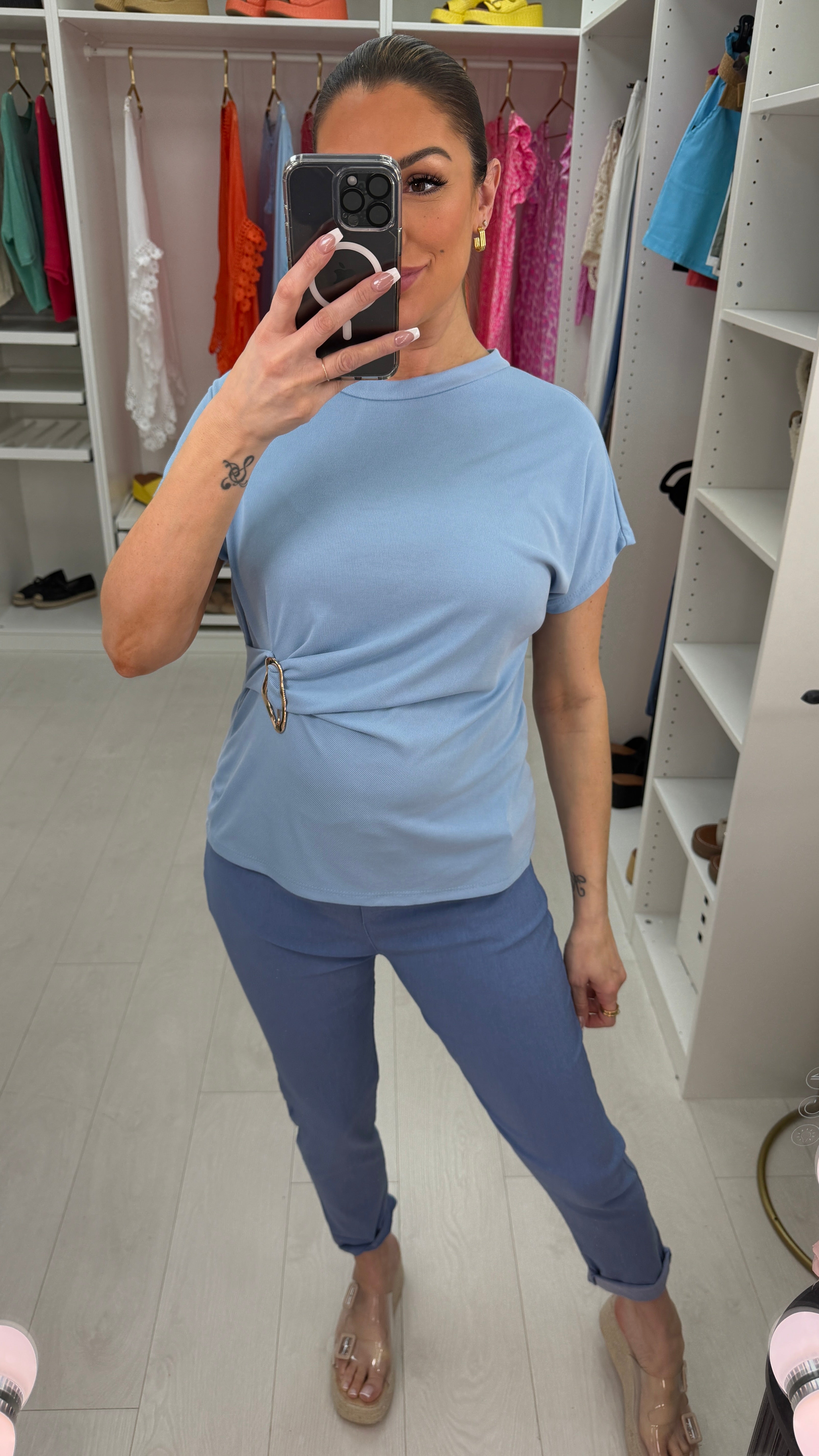 Veda Plain Buckle Detail Top