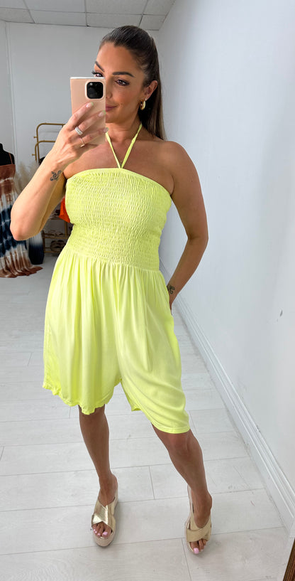 Isabella Neon Elasticated Bust Playsuit