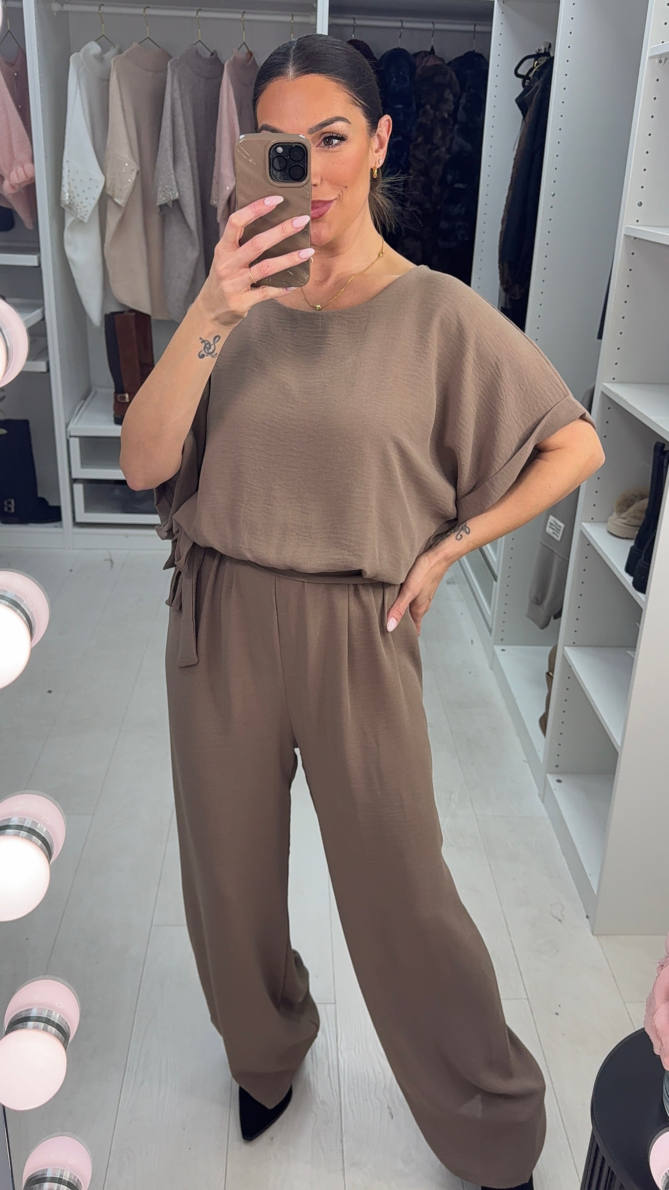 Reese Plain Crepe Wide Leg Jumpsuit