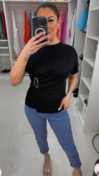 Veda Plain Buckle Detail Top