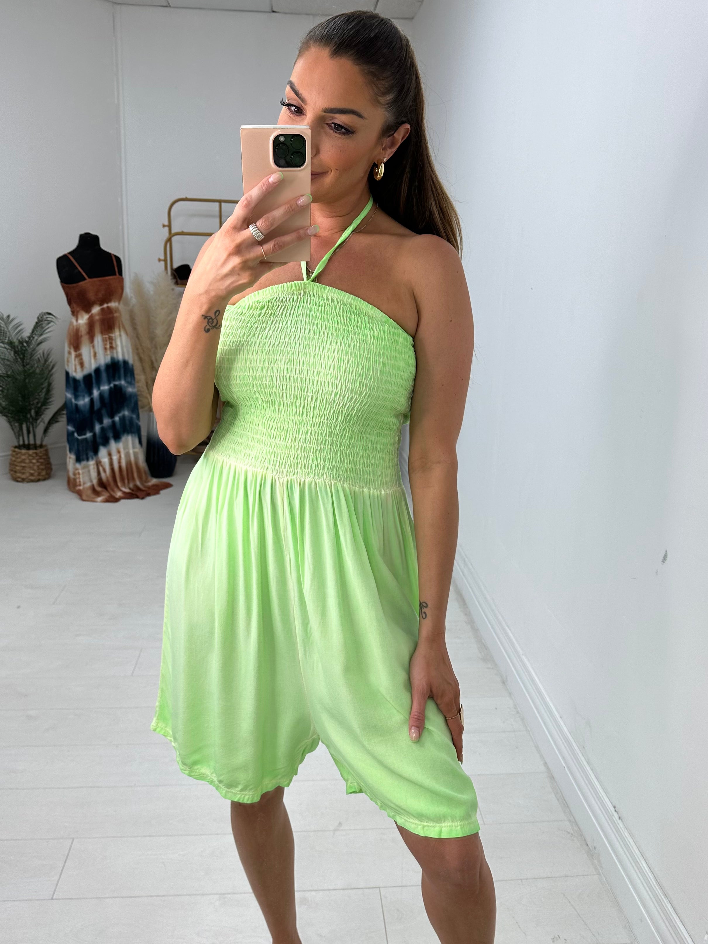 Isabella Neon Elasticated Bust Playsuit