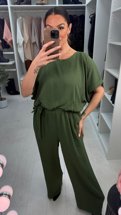 Reese Plain Crepe Wide Leg Jumpsuit