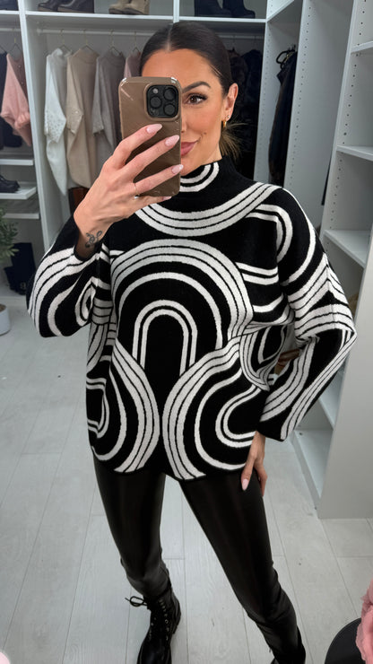 Saisha Abstract Print High Neck Jumper