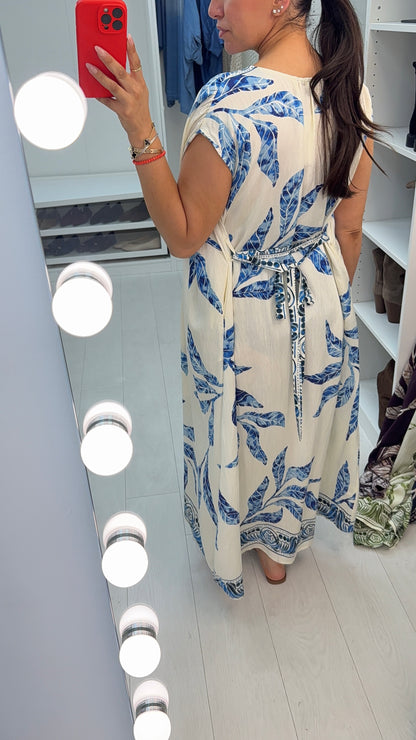 Izella Leaf Print Floaty Maxi Dress
