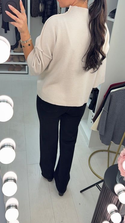 Vendetta Plain High Neck 3/4 Sleeve Jumper