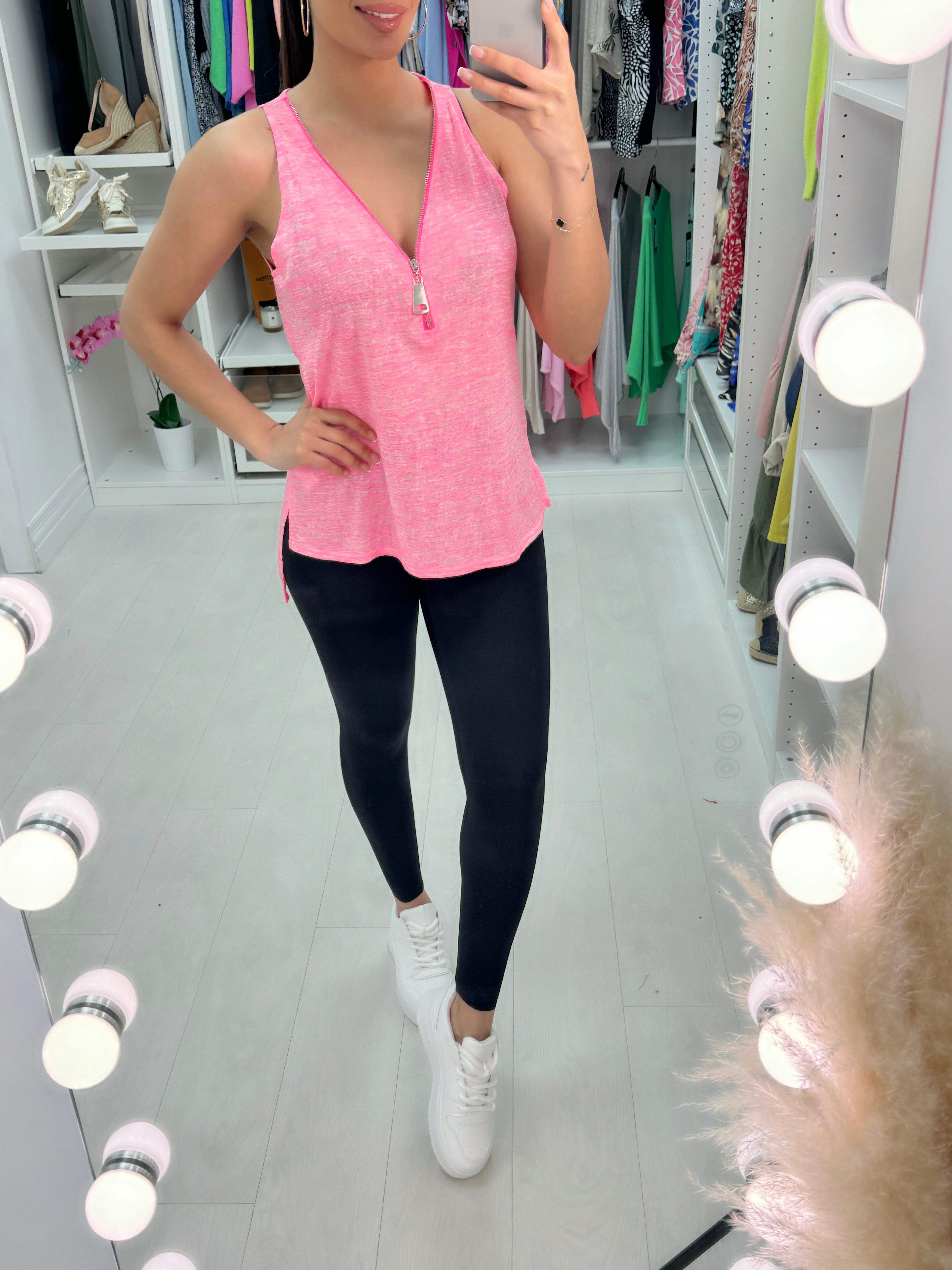 Clarim Sleeveless Zip Front Top