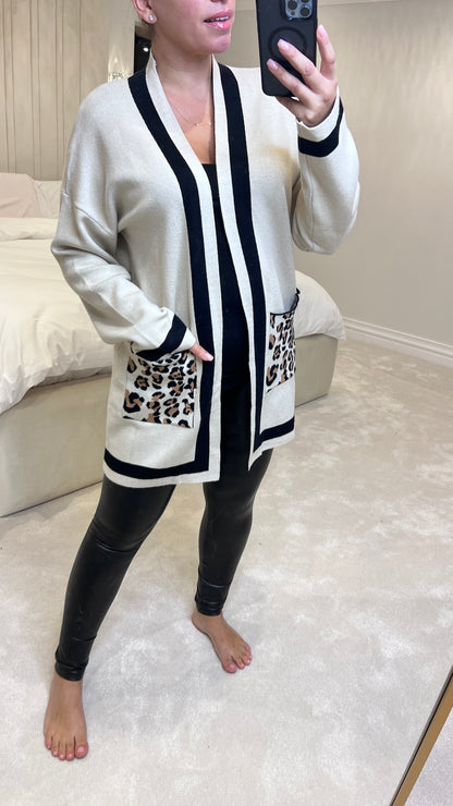 Gabri Leopard Print Deep Pocket Cardigan