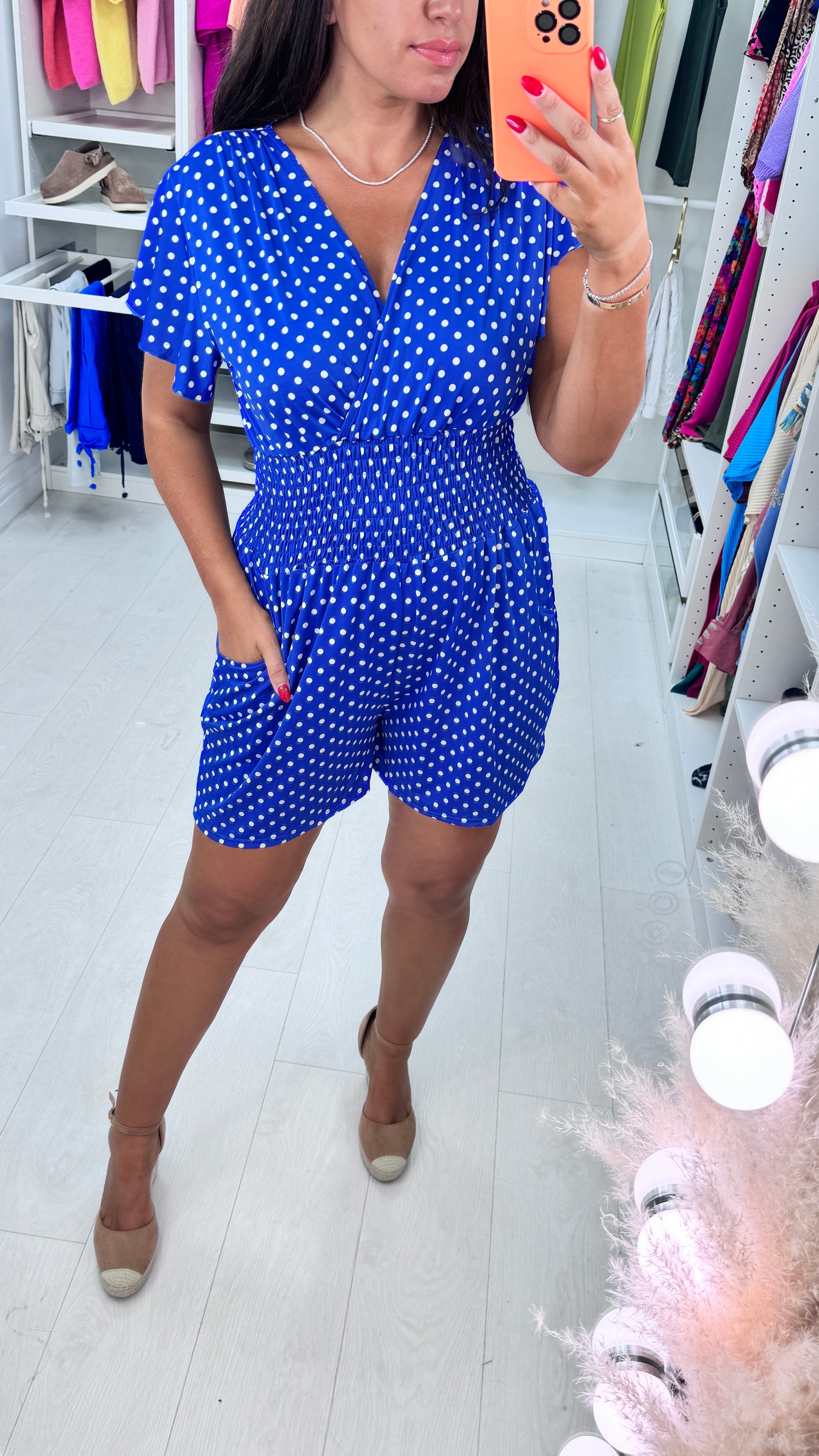 Blue polka fashion dot playsuit