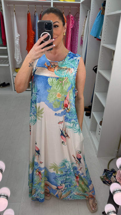 Merissa Tropical Print Soft Maxi Dress