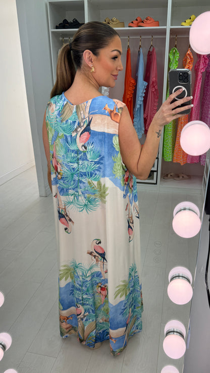 Merissa Tropical Print Soft Maxi Dress