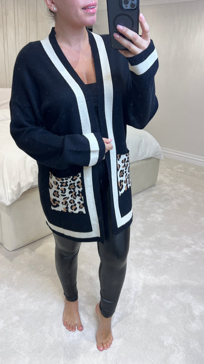 Gabri Leopard Print Deep Pocket Cardigan