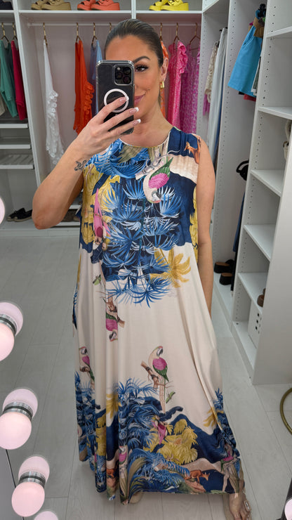 Merissa Tropical Print Soft Maxi Dress