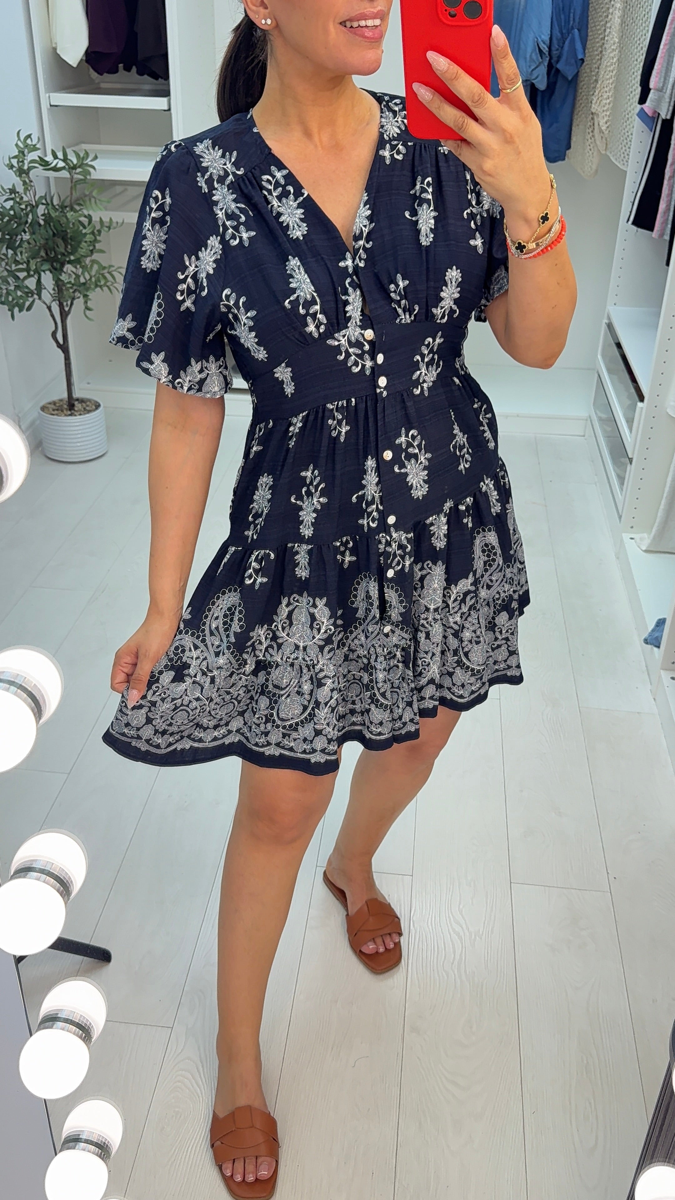 Hartley V Neck Paisley Smock Dress