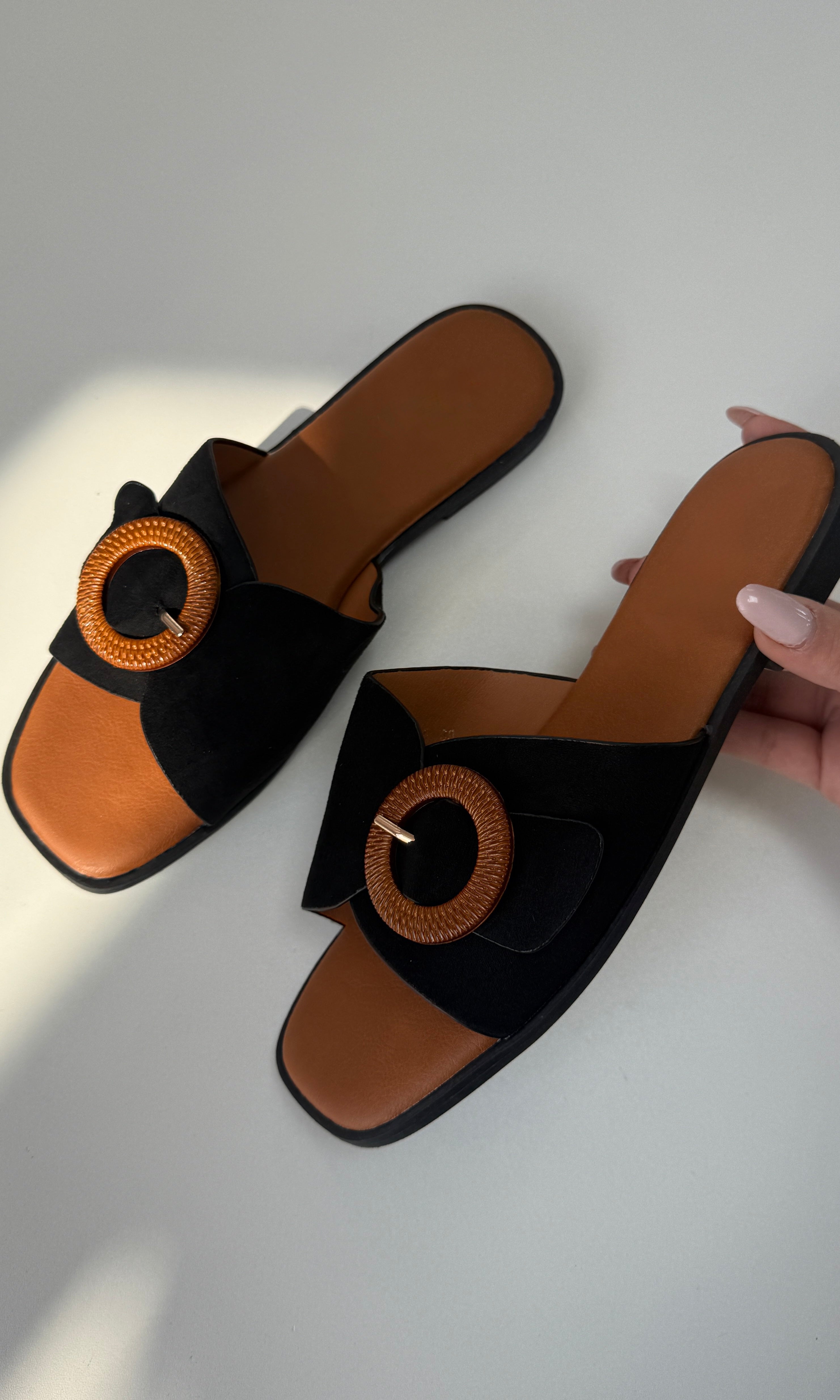 Louanne Faux Suede Buckle Detail Sliders