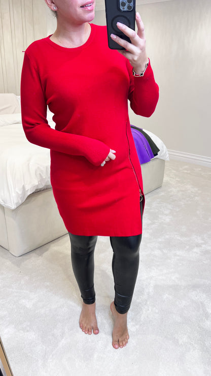 Savannah Zip Detail Knitted Jumper Dress