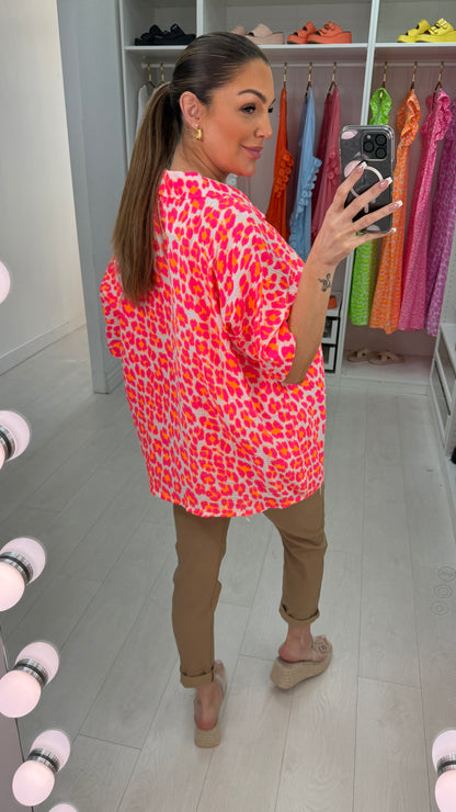 Greta Leopard Print Neon Shirt