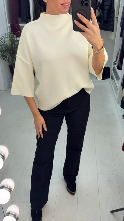 Vendetta Plain High Neck 3/4 Sleeve Jumper