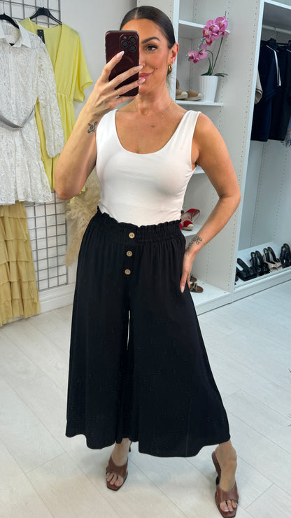 Frankie Plain Button Detailed Elasticated Culottes