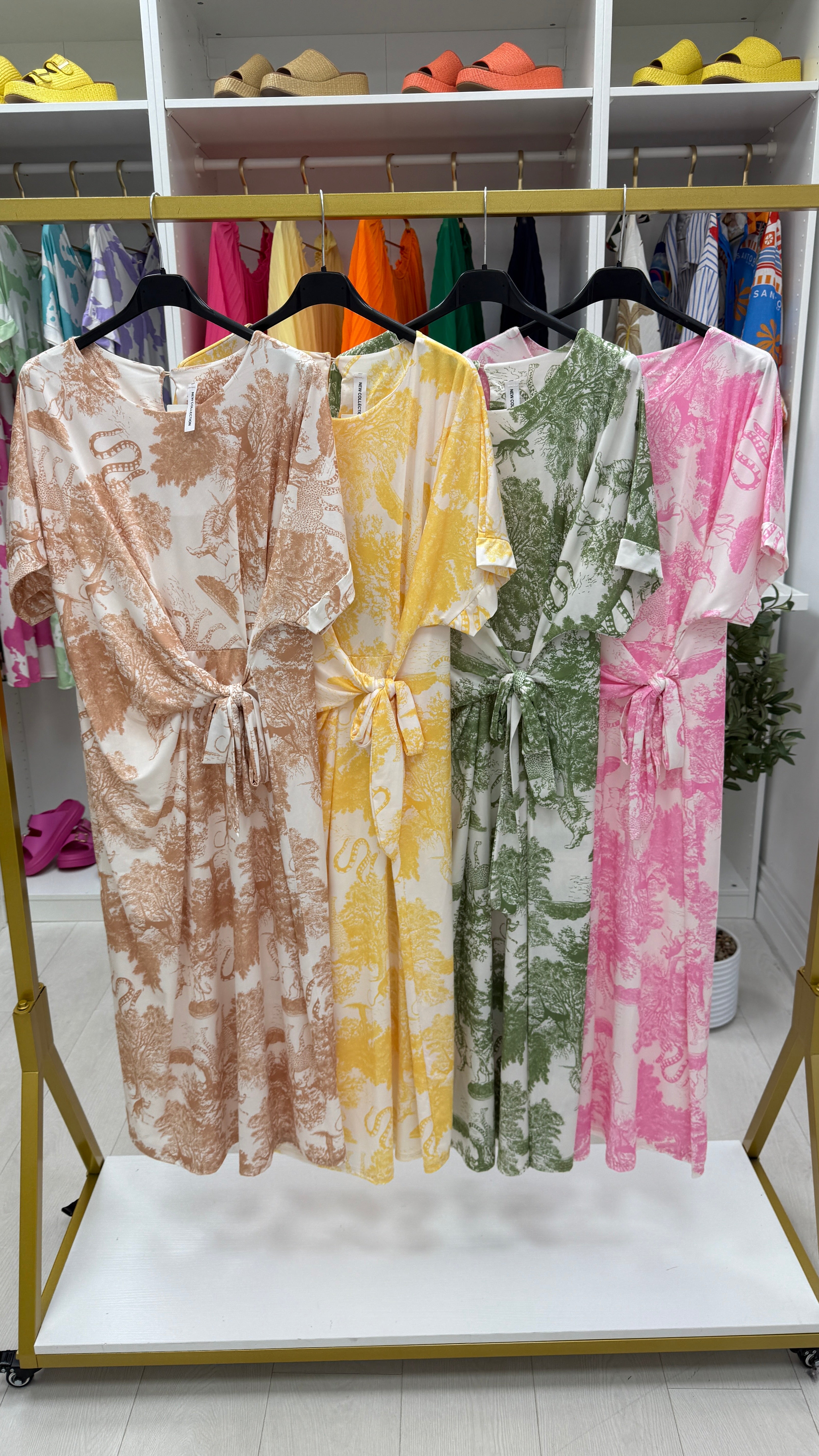 Salma Tie Side Jungle Print Midi Dress