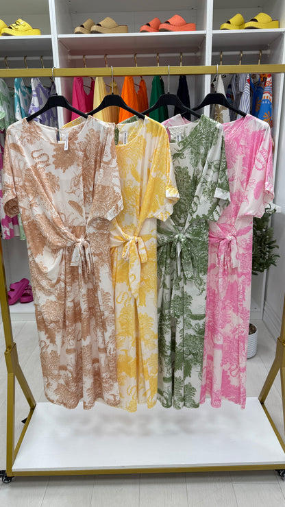 Salma Tie Side Jungle Print Midi Dress