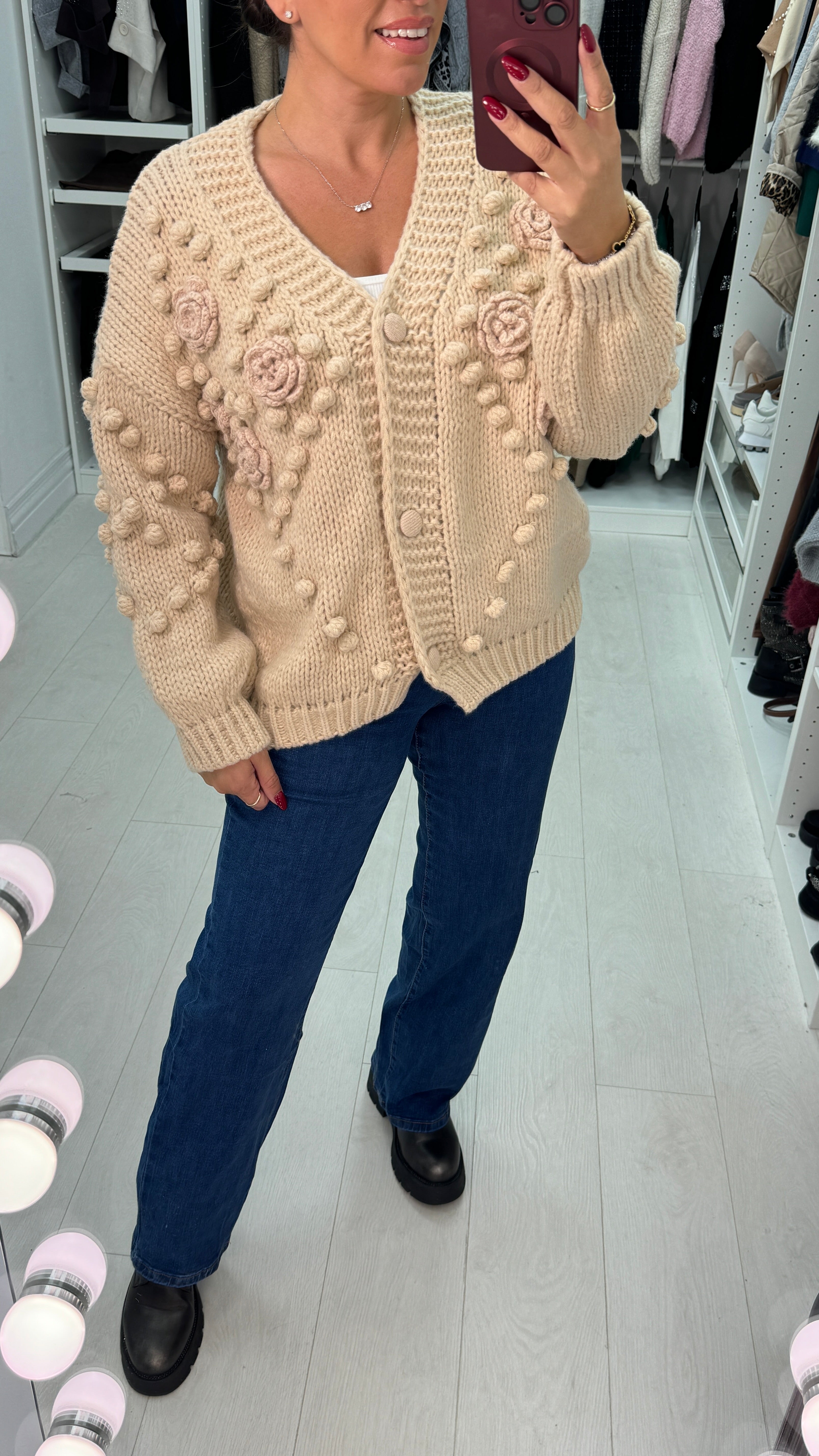 Arella Chunky Floral Knit Cardigan