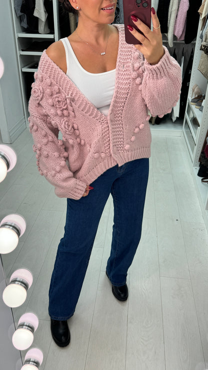 Arella Chunky Floral Knit Cardigan