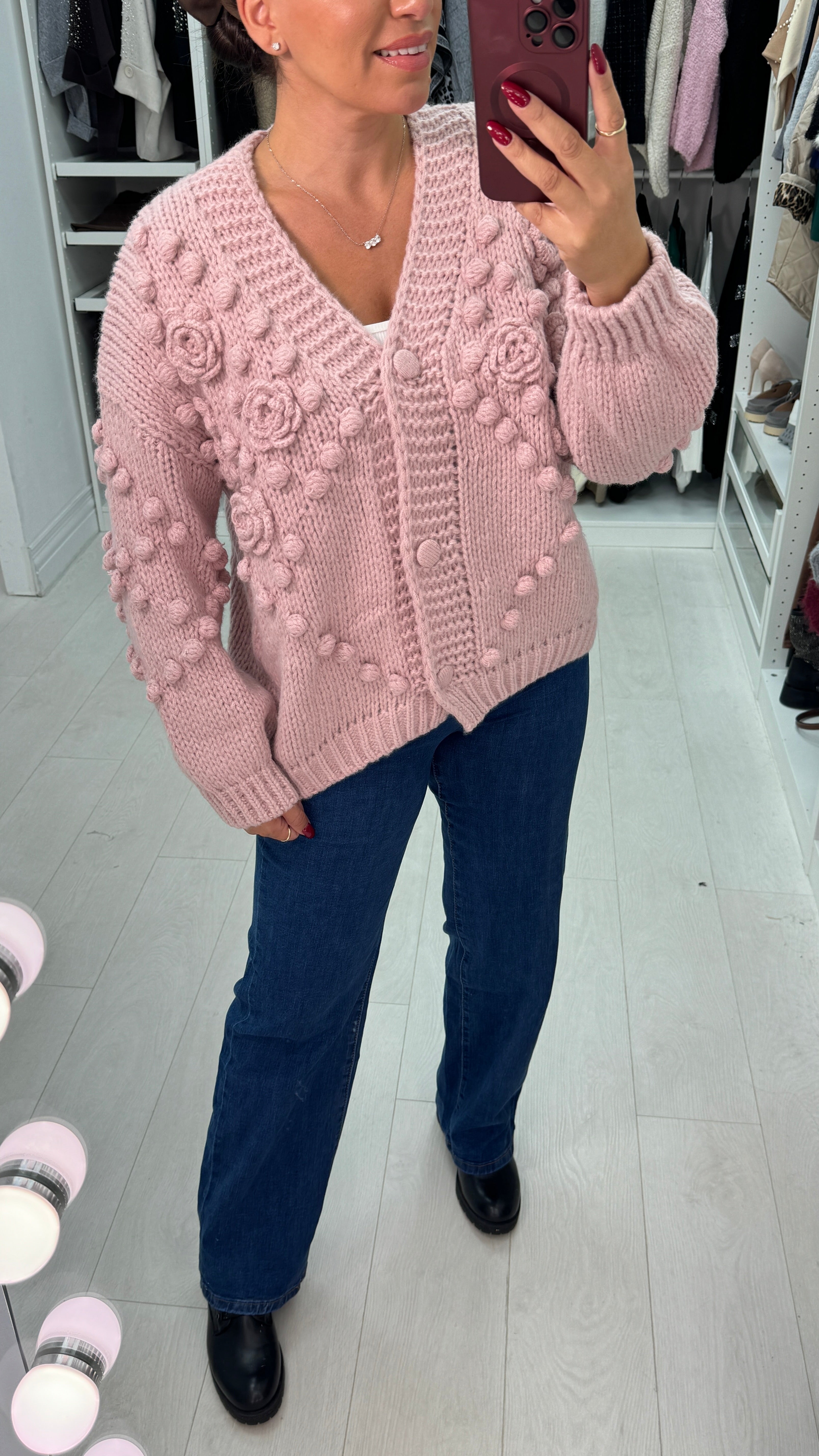 Arella Chunky Floral Knit Cardigan