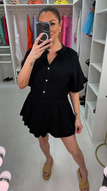 Keoni Cheesecloth Short Sleeve Skort Playsuit