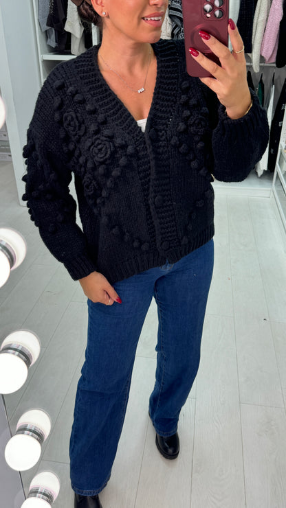 Arella Chunky Floral Knit Cardigan