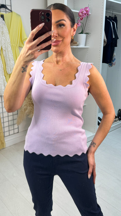 Mila Plain Ribbed Knit Vest Top