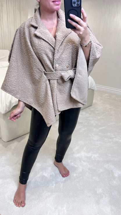 Jaime Teddy Gold Detail Poncho Jacket