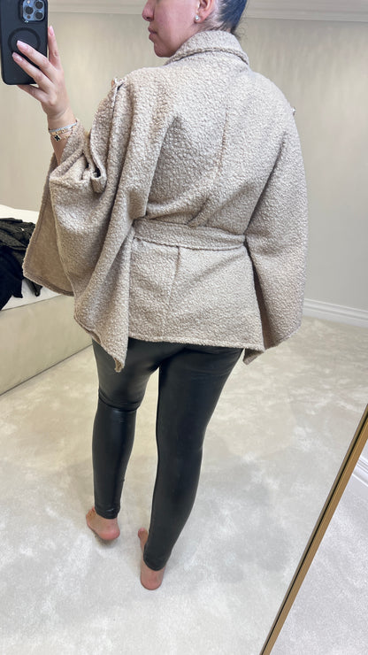 Jaime Teddy Gold Detail Poncho Jacket