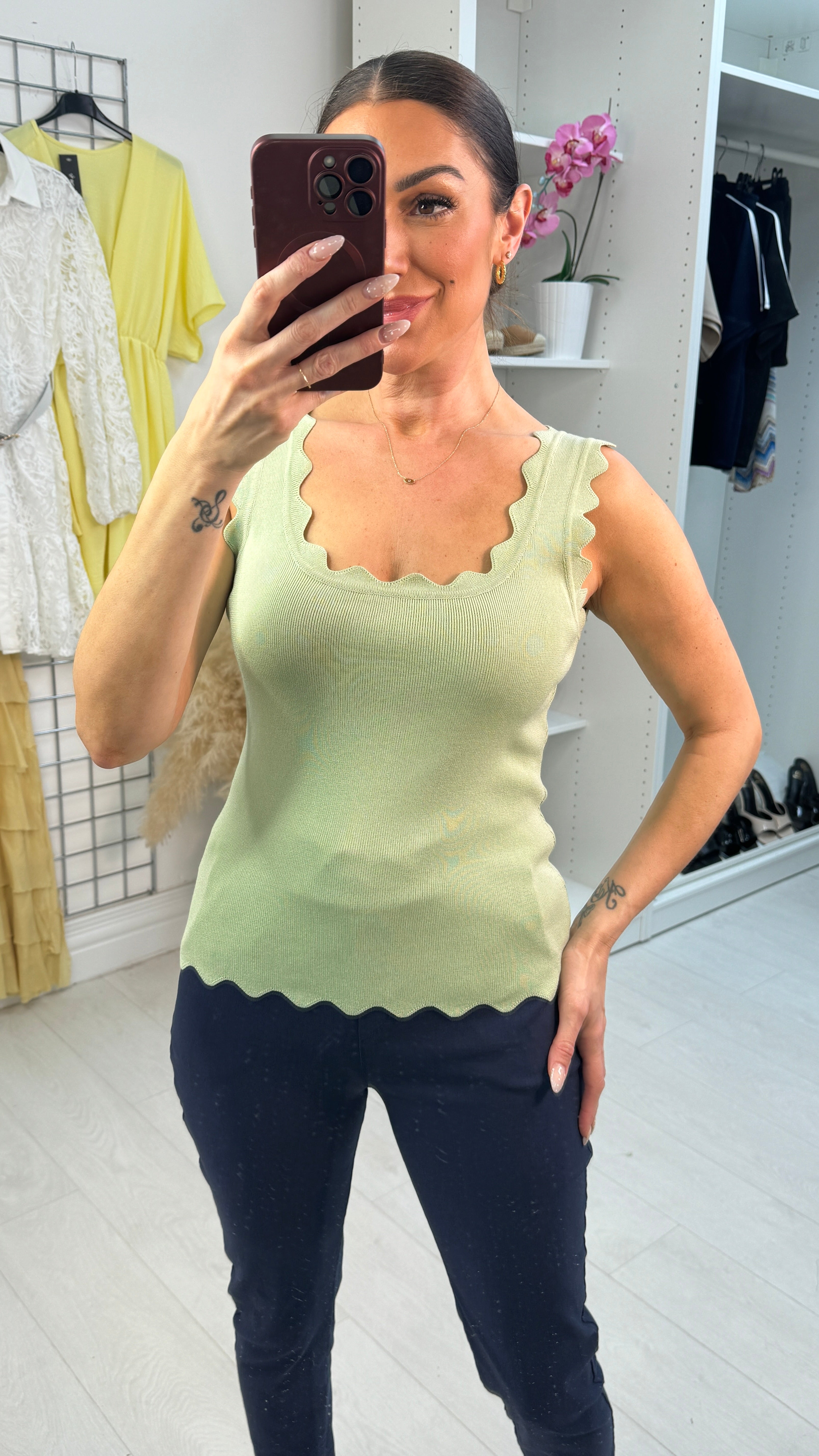 Mila Plain Ribbed Knit Vest Top