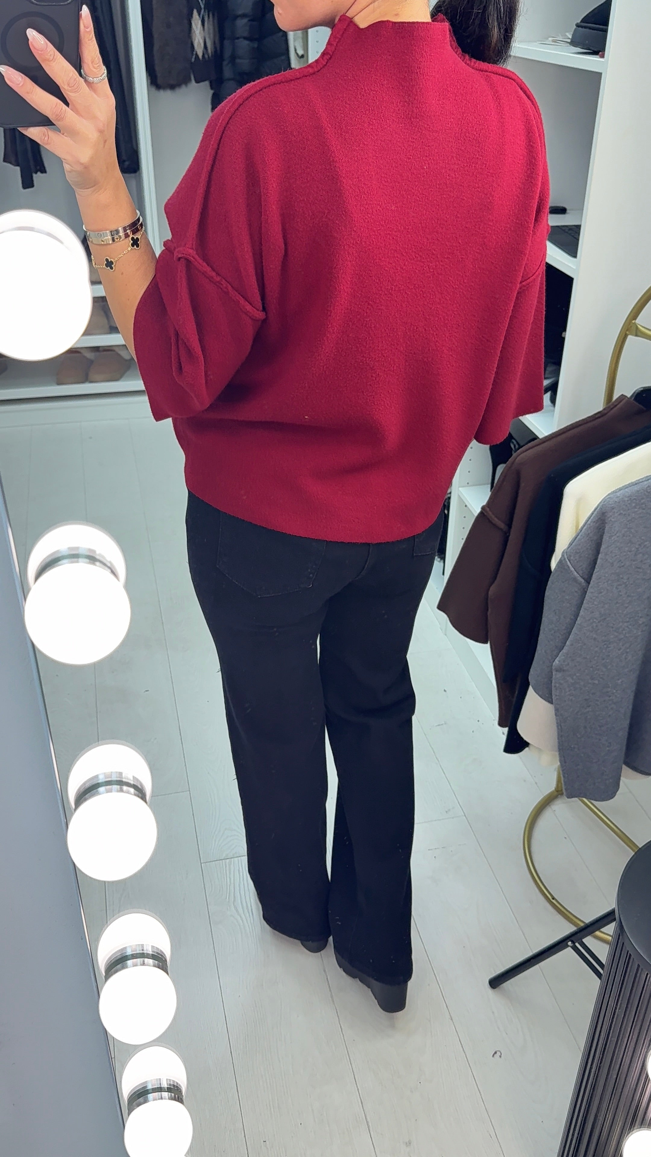 Vendetta Plain High Neck 3/4 Sleeve Jumper