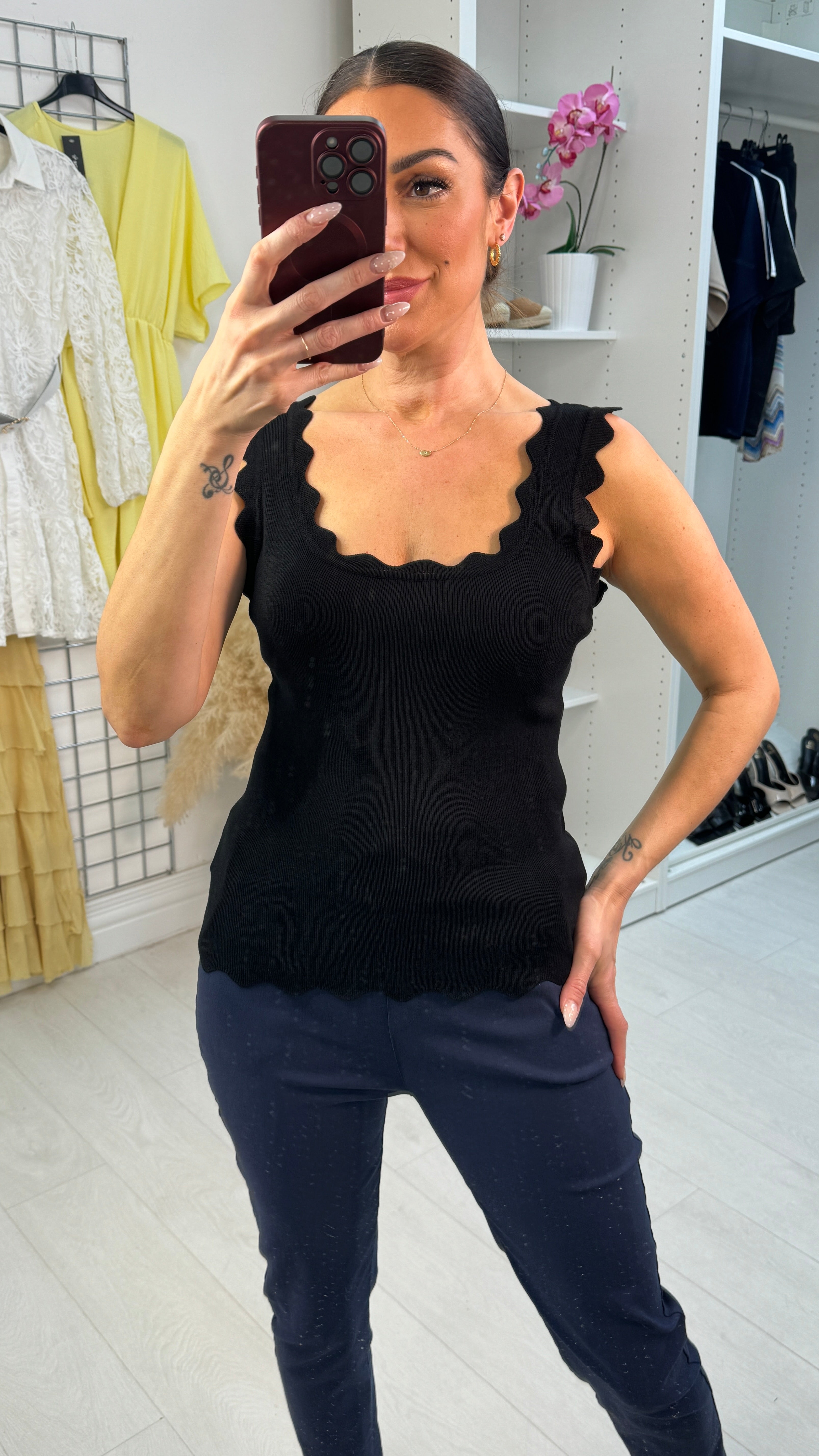 Mila Plain Ribbed Knit Vest Top