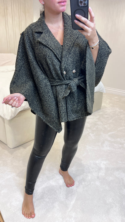 Jaime Teddy Gold Detail Poncho Jacket