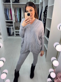 Khloe Asymmetric Detail Knitted Loungewear Set