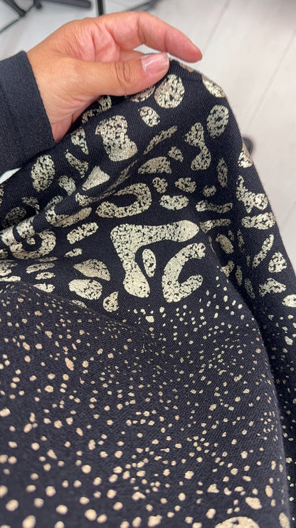 Issy Animal Print V Neck Loose Fit Jumper