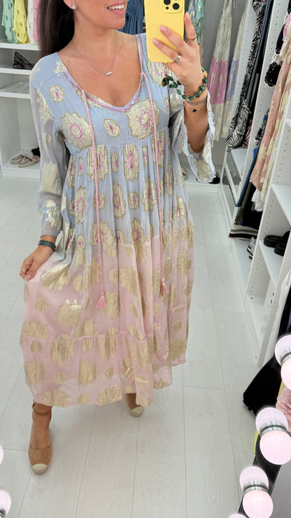 Bree Gold Detail Embellished Smock Dress