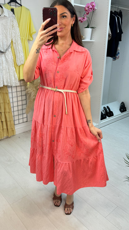 Quinton Plain Embroidered Button Front Smock Dress