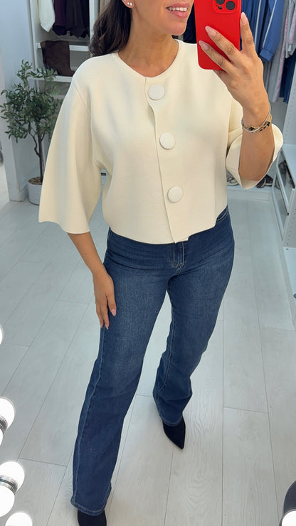 Florie Button Front Knit Top