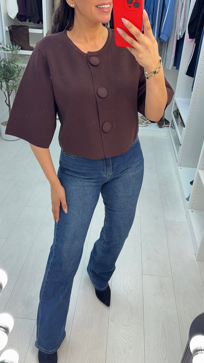 Florie Button Front Knit Top