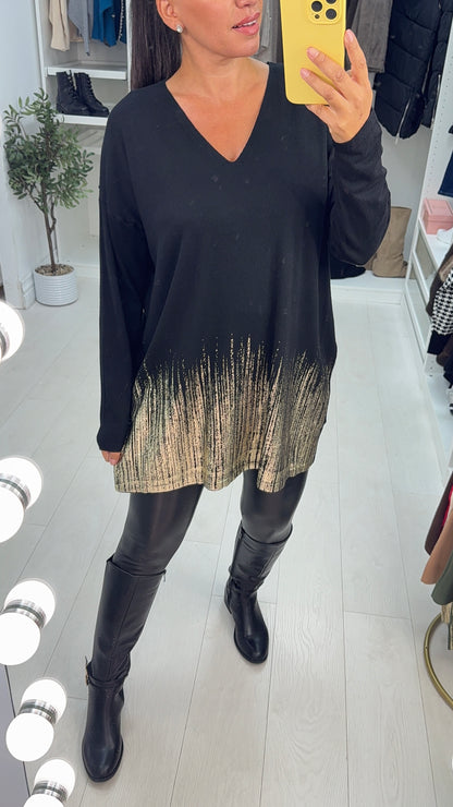 Laurena Plain Detailed Hem Loose Fit Jumper