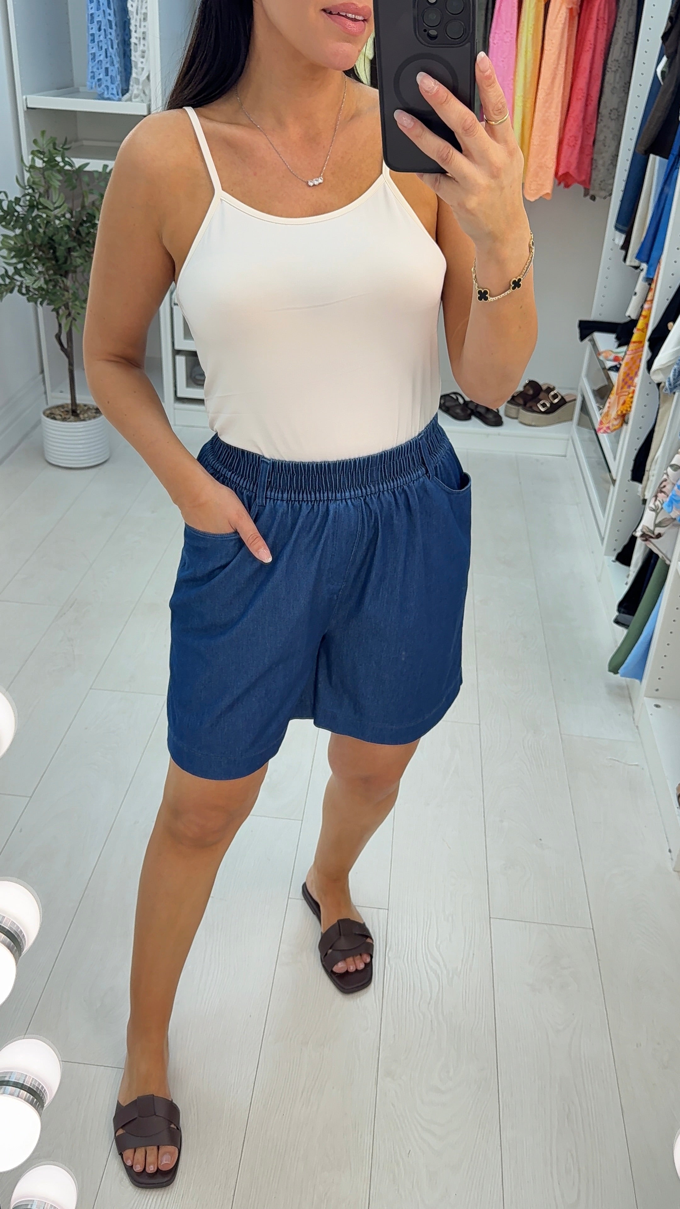 Noelle Elasticated Soft Stretch Denim Shorts