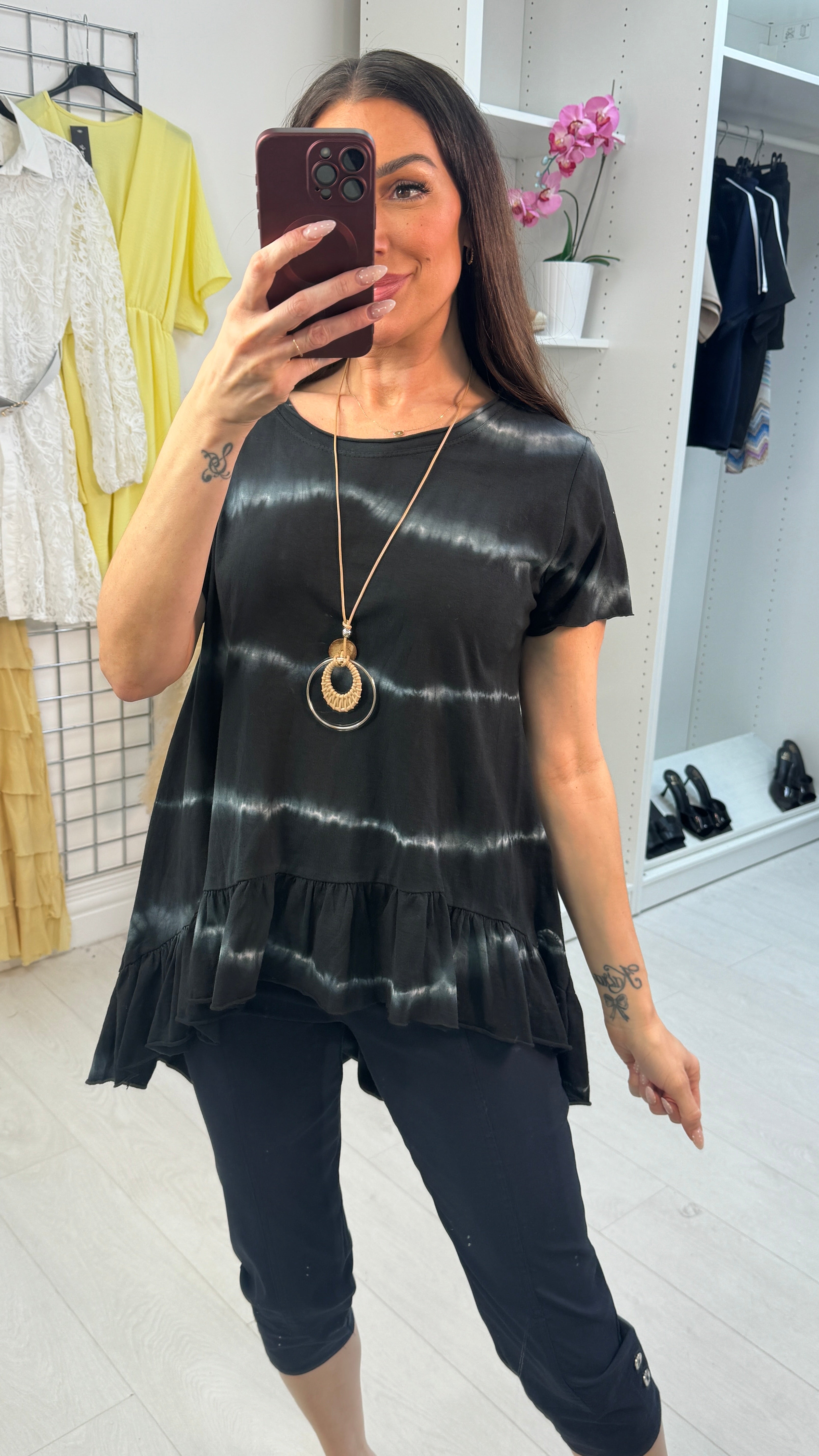 Ambrose Tie Dye Frill Necklace T-shirt