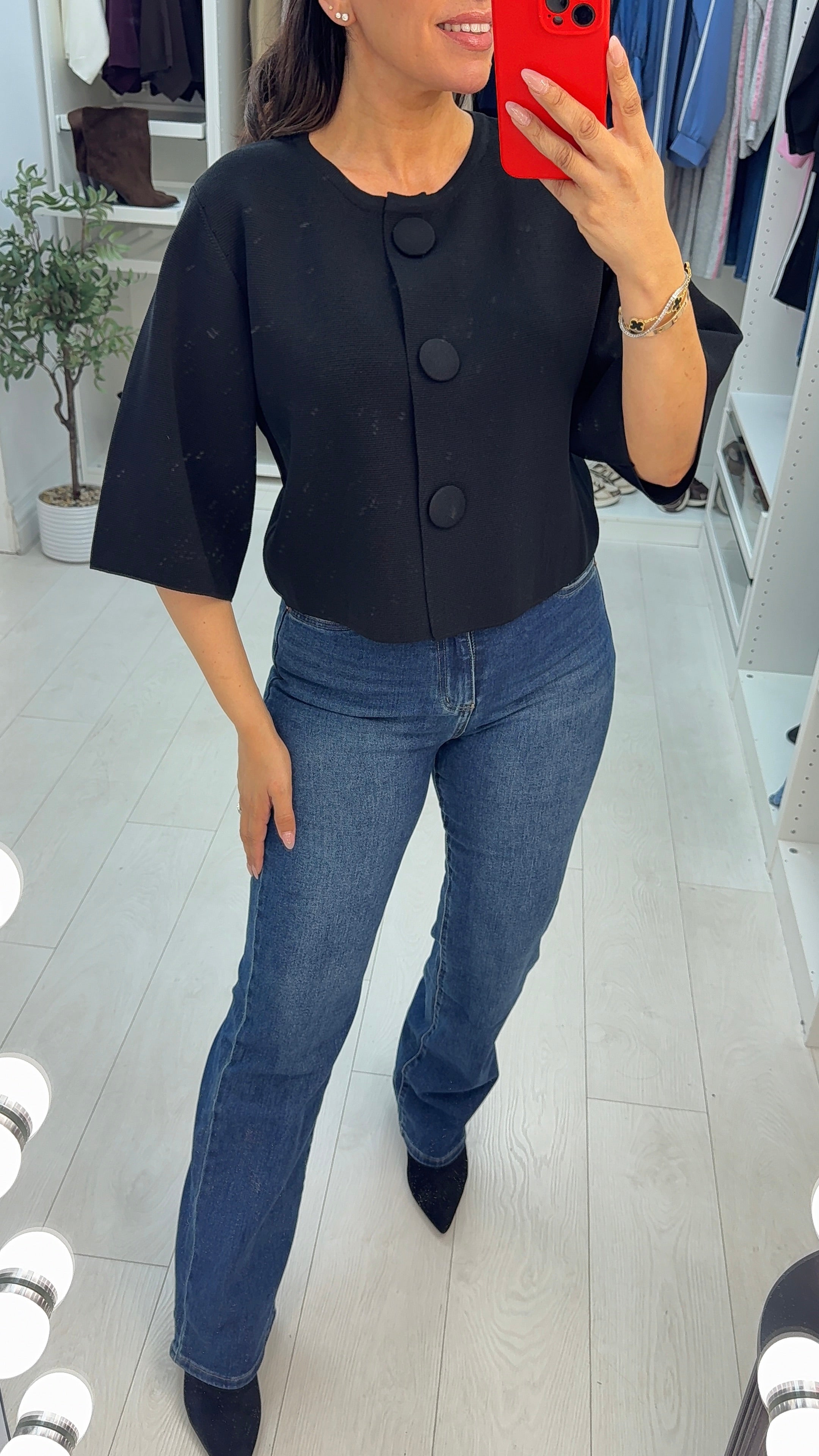 Florie Button Front Knit Top